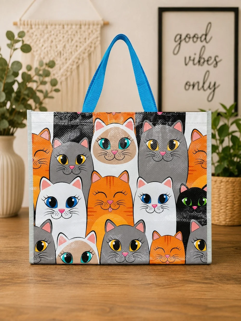 Colorful Cat Reusable Tote Bag – Large 17.5